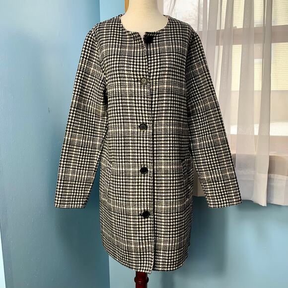 Nanette Lepore Plaid Button Front Coat Size Small - Picture 1 of 9
